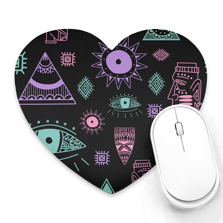 Vintage-seamless-pattern-with-tribal-art-african-style-drawing Heart Mousepad