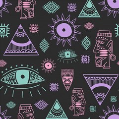 Vintage-seamless-pattern-with-tribal-art-african-style-drawing Play Mat (square)