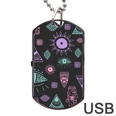 Vintage-seamless-pattern-with-tribal-art-african-style-drawing Dog Tag Usb Flash (two Sides)