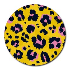 Leopard-print-seamless-pattern Round Mousepad by Jancukart