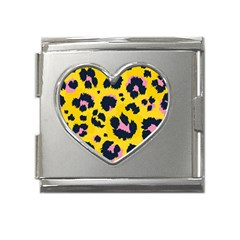 Leopard-print-seamless-pattern Mega Link Heart Italian Charm (18mm)