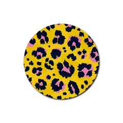 Leopard-print-seamless-pattern Rubber Round Coaster (4 Pack)