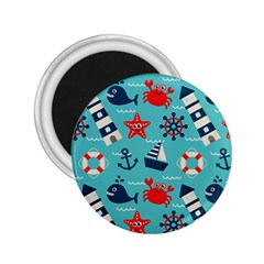 Seamless-pattern-nautical-icons-cartoon-style 2 25  Magnets by Jancukart