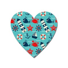 Seamless-pattern-nautical-icons-cartoon-style Heart Magnet