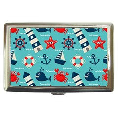 Seamless-pattern-nautical-icons-cartoon-style Cigarette Money Case