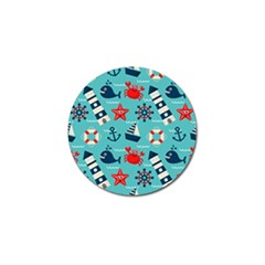 Seamless-pattern-nautical-icons-cartoon-style Golf Ball Marker (4 Pack)