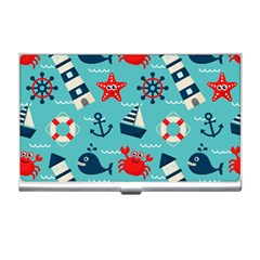 Seamless-pattern-nautical-icons-cartoon-style Business Card Holder by Jancukart