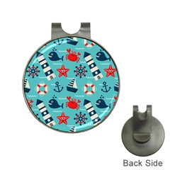 Seamless-pattern-nautical-icons-cartoon-style Hat Clips With Golf Markers