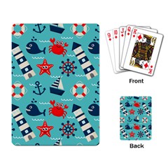 Seamless-pattern-nautical-icons-cartoon-style Playing Cards Single Design (rectangle)