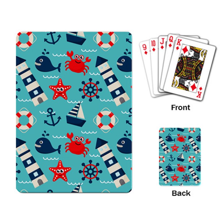 Seamless-pattern-nautical-icons-cartoon-style Playing Cards Single Design (Rectangle)