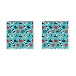 Seamless-pattern-nautical-icons-cartoon-style Cufflinks (Square) Front(Pair)