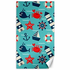 Seamless-pattern-nautical-icons-cartoon-style Canvas 40  X 72 