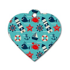 Seamless-pattern-nautical-icons-cartoon-style Dog Tag Heart (one Side)