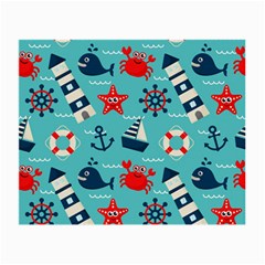 Seamless-pattern-nautical-icons-cartoon-style Small Glasses Cloth (2 Sides)