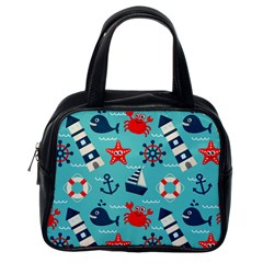 Seamless-pattern-nautical-icons-cartoon-style Classic Handbag (one Side)