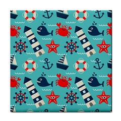 Seamless-pattern-nautical-icons-cartoon-style Face Towel