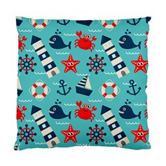 Seamless-pattern-nautical-icons-cartoon-style Standard Cushion Case (two Sides)