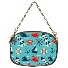 Seamless-pattern-nautical-icons-cartoon-style Chain Purse (two Sides)