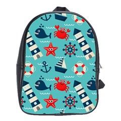 Seamless-pattern-nautical-icons-cartoon-style School Bag (large)