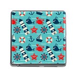 Seamless-pattern-nautical-icons-cartoon-style Memory Card Reader (Square 5 Slot) Front