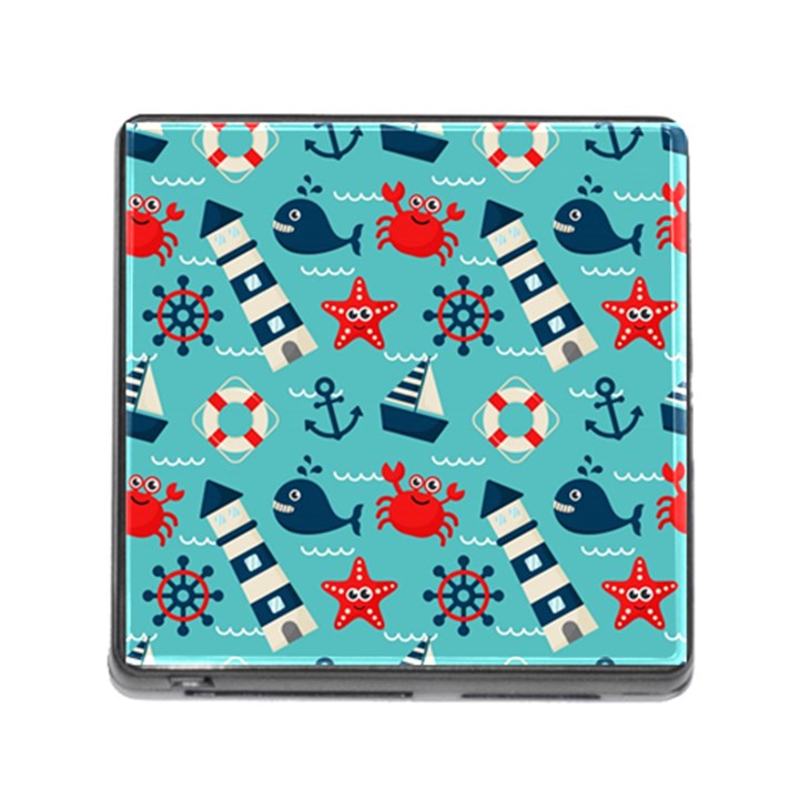 Seamless-pattern-nautical-icons-cartoon-style Memory Card Reader (Square 5 Slot)