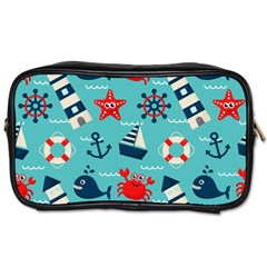 Seamless-pattern-nautical-icons-cartoon-style Toiletries Bag (one Side)