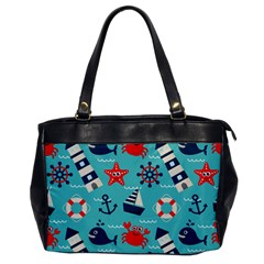 Seamless-pattern-nautical-icons-cartoon-style Oversize Office Handbag