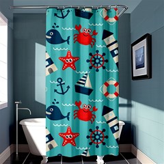 Seamless-pattern-nautical-icons-cartoon-style Shower Curtain 36  X 72  (stall) 