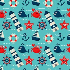 Seamless-pattern-nautical-icons-cartoon-style Play Mat (rectangle) by Jancukart