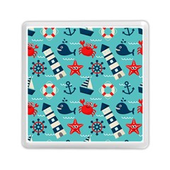 Seamless-pattern-nautical-icons-cartoon-style Memory Card Reader (square) by Jancukart