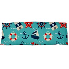 Seamless-pattern-nautical-icons-cartoon-style Body Pillow Case (dakimakura)