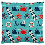 Seamless-pattern-nautical-icons-cartoon-style Large Cushion Case (Two Sides) Back