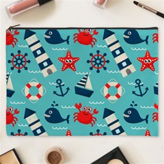 Seamless-pattern-nautical-icons-cartoon-style Cosmetic Bag (xxxl)