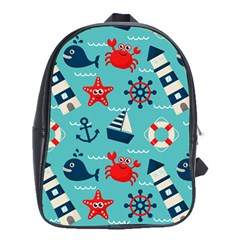 Seamless-pattern-nautical-icons-cartoon-style School Bag (xl)