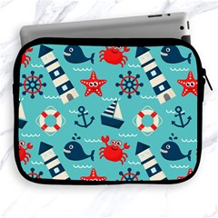 Seamless-pattern-nautical-icons-cartoon-style Apple Ipad 2/3/4 Zipper Cases by Jancukart