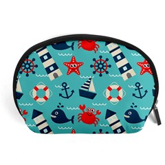 Seamless-pattern-nautical-icons-cartoon-style Accessory Pouch (large)