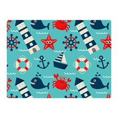 Seamless-pattern-nautical-icons-cartoon-style Double Sided Flano Blanket (mini)  by Jancukart