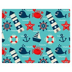 Seamless-pattern-nautical-icons-cartoon-style Double Sided Flano Blanket (medium) 