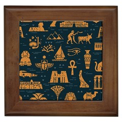 Dark-seamless-pattern-symbols-landmarks-signs-egypt Framed Tile by Jancukart