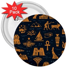 Dark-seamless-pattern-symbols-landmarks-signs-egypt 3  Buttons (10 Pack) 