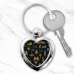 Dark-seamless-pattern-symbols-landmarks-signs-egypt Key Chain (heart) by Jancukart