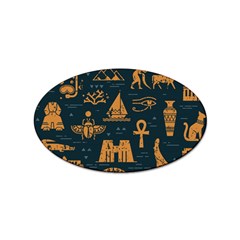 Dark-seamless-pattern-symbols-landmarks-signs-egypt Sticker (oval) by Jancukart