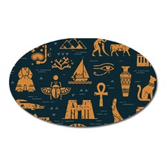 Dark-seamless-pattern-symbols-landmarks-signs-egypt Oval Magnet