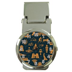 Dark-seamless-pattern-symbols-landmarks-signs-egypt Money Clip Watches