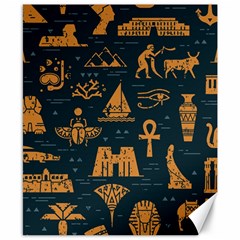 Dark-seamless-pattern-symbols-landmarks-signs-egypt Canvas 8  X 10 