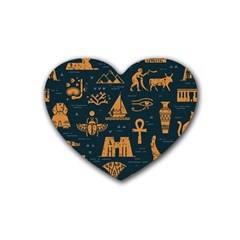 Dark-seamless-pattern-symbols-landmarks-signs-egypt Rubber Heart Coaster (4 Pack) by Jancukart