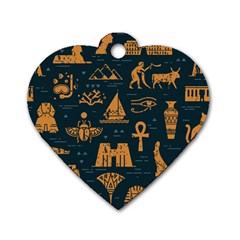 Dark-seamless-pattern-symbols-landmarks-signs-egypt Dog Tag Heart (two Sides)