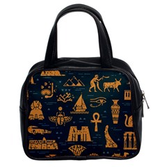 Dark-seamless-pattern-symbols-landmarks-signs-egypt Classic Handbag (two Sides)