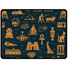 Dark-seamless-pattern-symbols-landmarks-signs-egypt Fleece Blanket (large) 