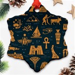 Dark-seamless-pattern-symbols-landmarks-signs-egypt Snowflake Ornament (Two Sides) Front